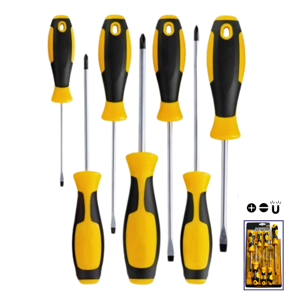 طقم مفك يد ربل 7 قطع اصفر