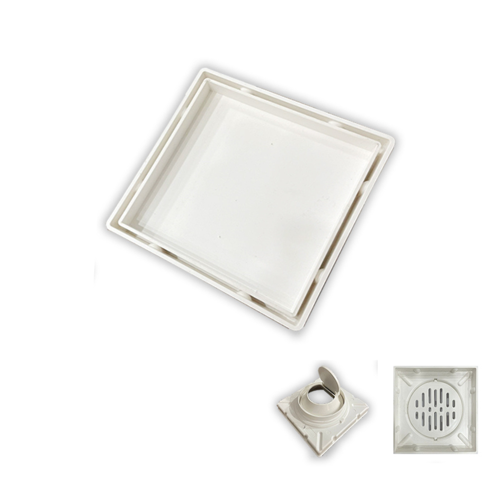 غطاء بلاعة وجهين بلاستيك مع رداد ابيض 15*15